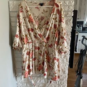 Floral cross chest blouse